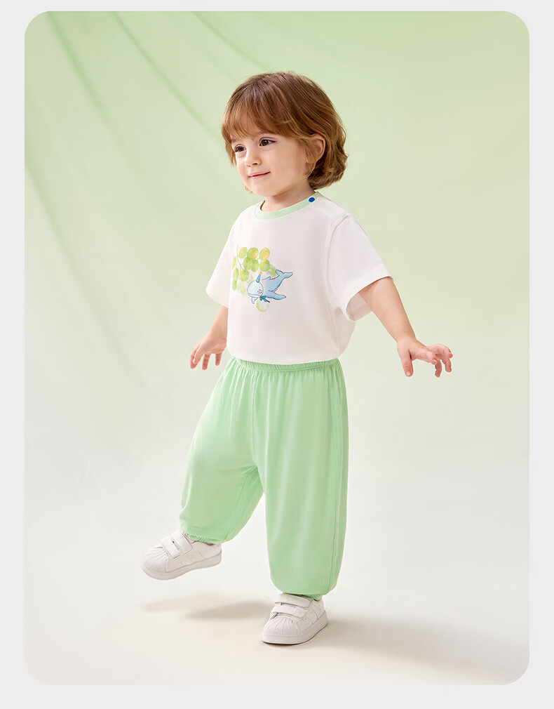 Babycare Children's Natural Cool Short Sleeve and Long Pants Summer Baby Homewear Set Thin Mesh Pink 90 14