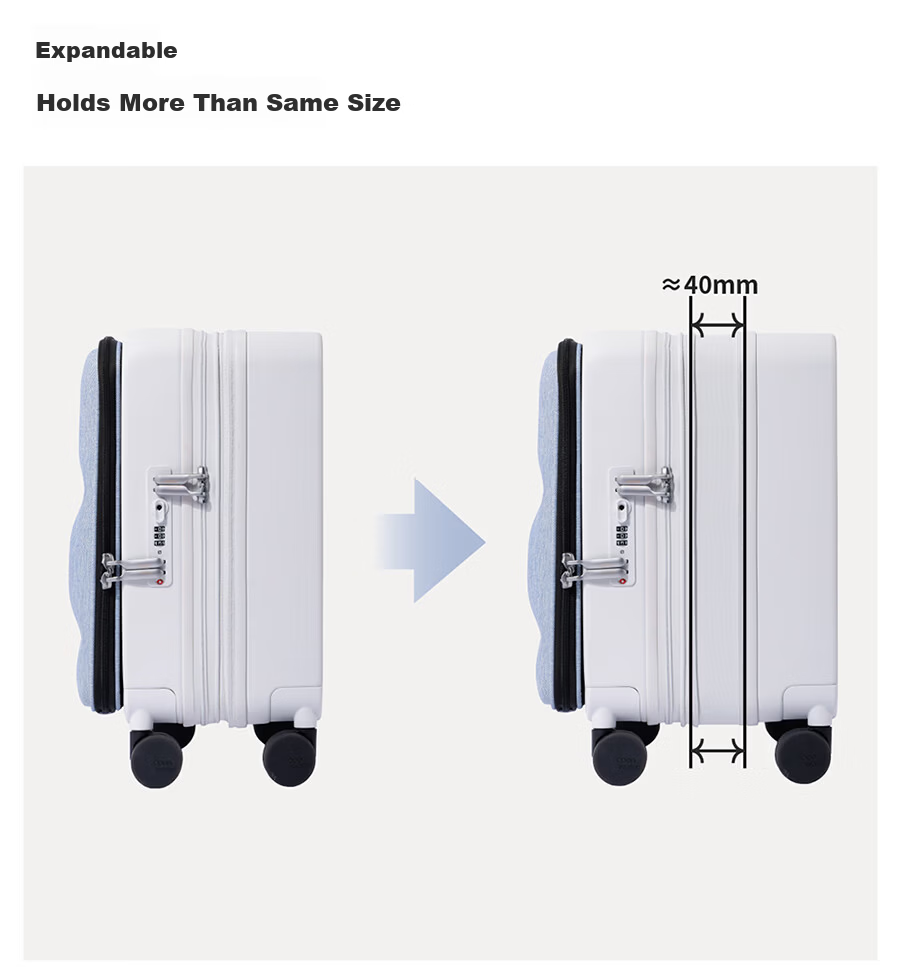 Openwater Front-Opening Large Capacity Expandable Trolley Business Carry-On Suitcase Phantom Black 14 Inch 15