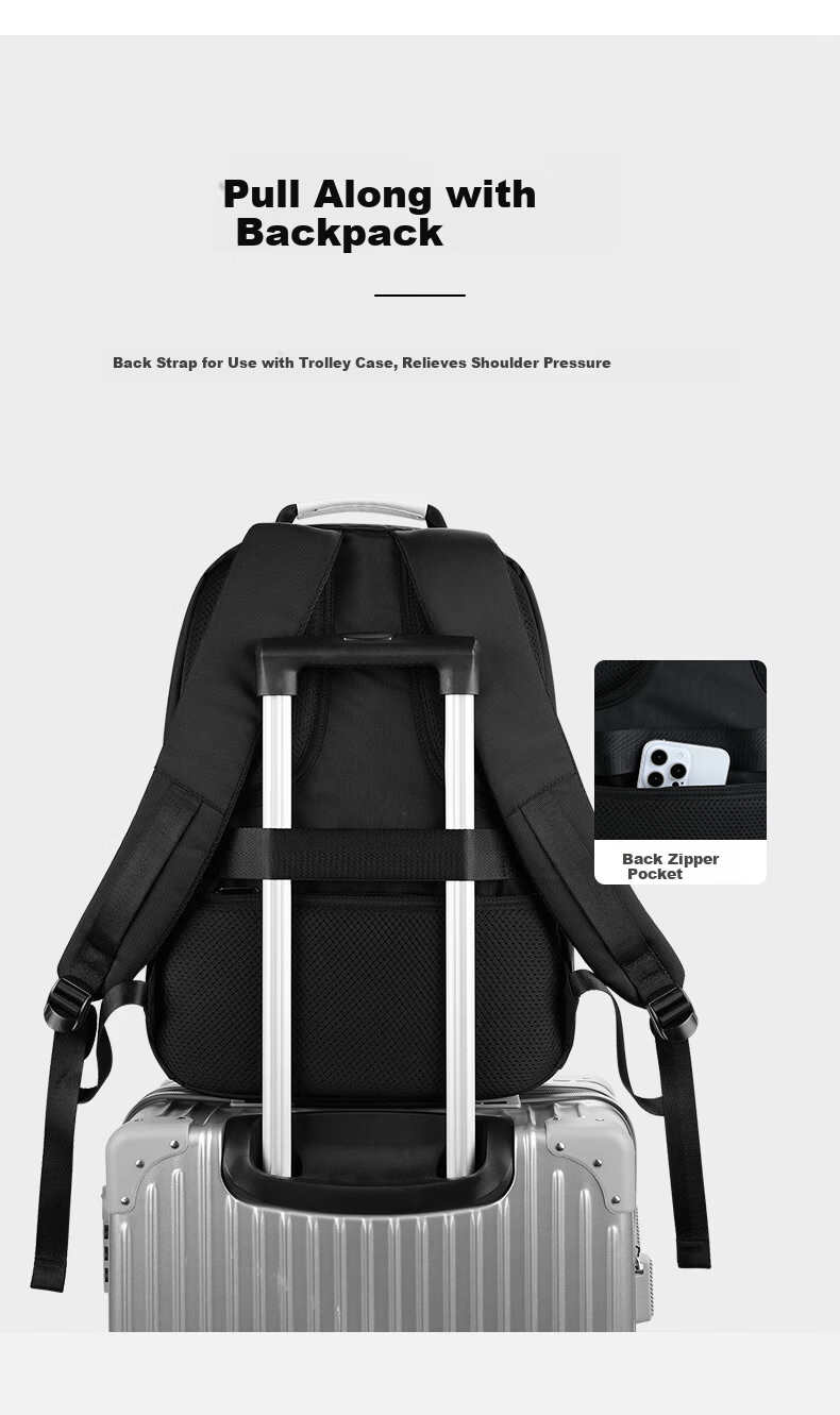 Edison Business Commuter Travel Backpack Laptop Bag Men's Backpack Y108-1 Classic Black 14
