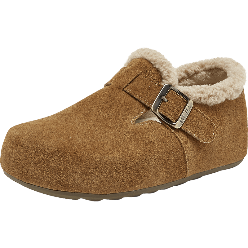 Basto 26 Spring Thick Sole Birkenstock Casual Slip-On Women's Loafers D3787AM6 Camel Suede Lining Size 38