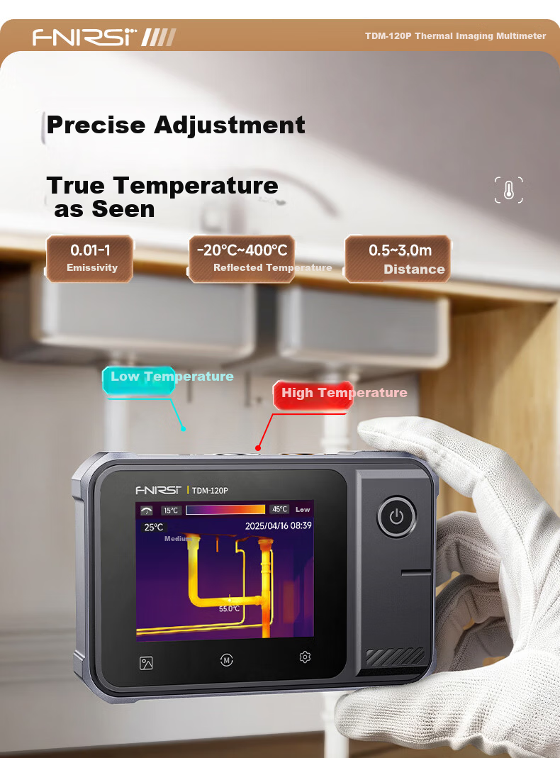 FNIRSI HD Thermal Imaging Digital Multimeter 2-in-1 Portable Touchscreen Infrared Thermal Imager Floor Heating Leak Detector 7