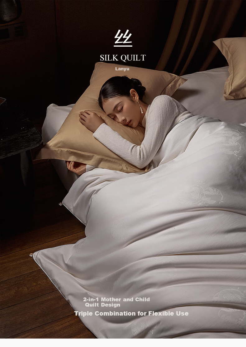Silk Empress [Lanyu] 100% Premium Mulberry Silk Quilt Core Four Seasons Double-Layer Silk 2+4 Jin 220*240cm [White] 2