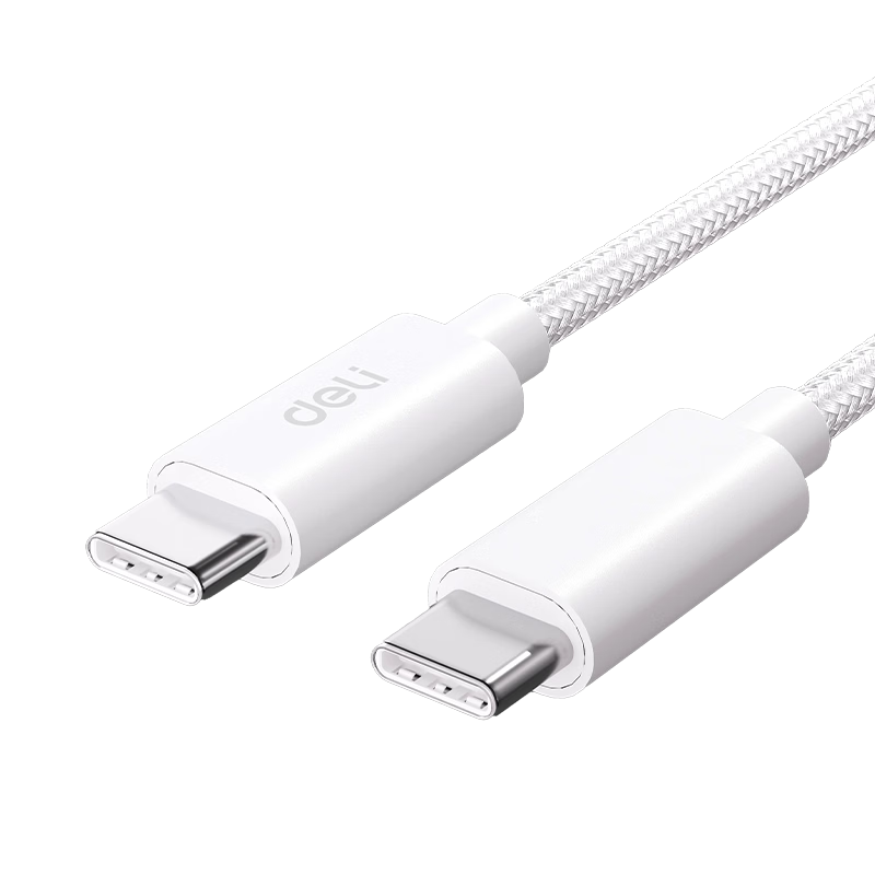 Deli Dual-Head Type-C Charging Cable PD 60W Fast Charge Braided Cable ctoC iPhone 17/16e/15 Pro Max Tablet iPad Car Charger Cable 2-Pack 1.2m