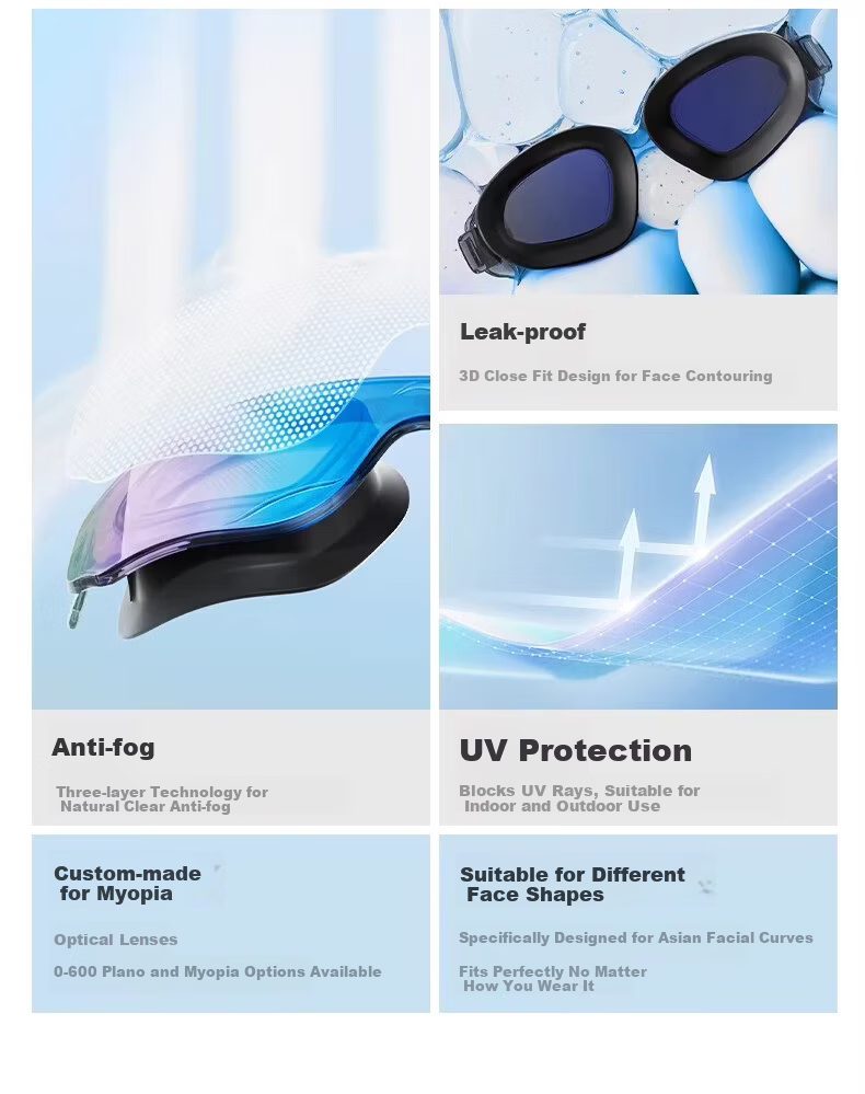 LI-NING Swimming Goggles HD Anti-Fog Waterproof Training Professional Mid-Frame Coated Swim Glasses for Men and Women 4