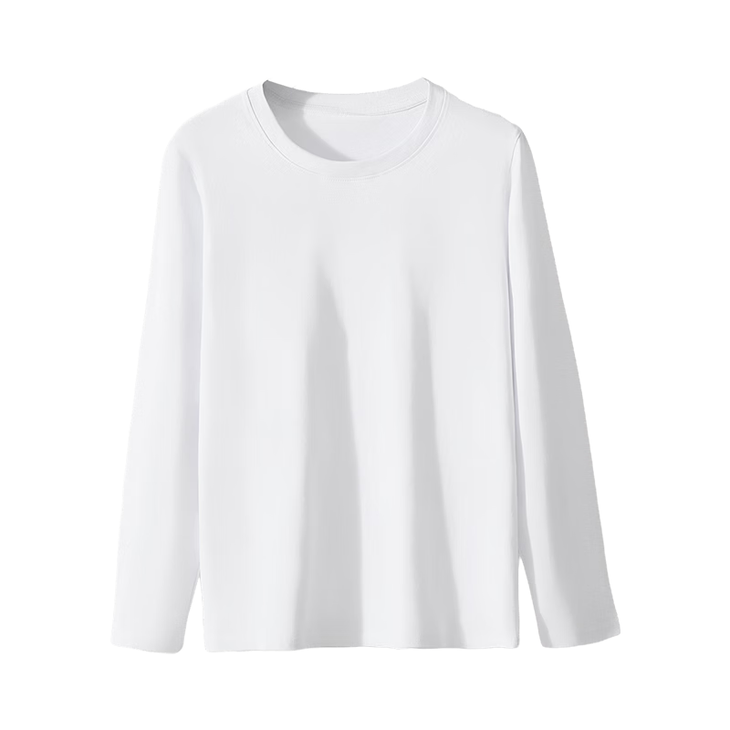 Nanjiren Long Sleeve T-Shirt Men Spring Autumn Basic Solid Color Crew Neck Loose Fit Pure Cotton Top Unisex