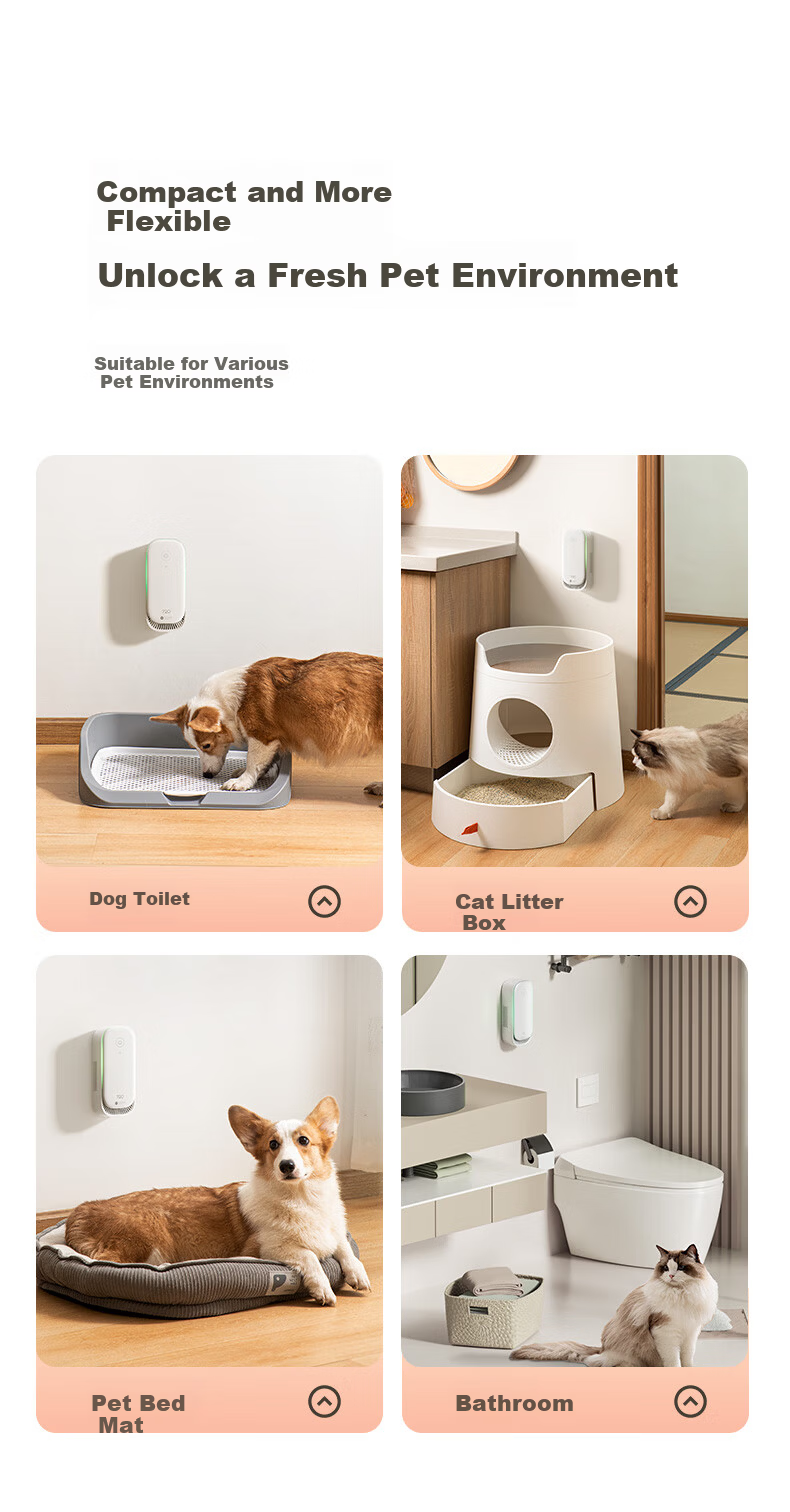 720 Pet Odor Removal Air Purifier for Cat and Dog Litter Odor, 99.9% Sterilization, Negative Ion Super Oxygen Deodorizer, Bathroom Freshener, Zero Consumables, Huawei Smart Link 24