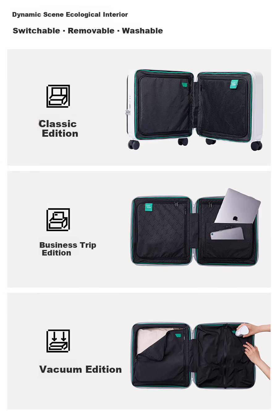 Openwater Front-Opening Large Capacity Expandable Trolley Business Carry-On Suitcase Phantom Black 14 Inch 13
