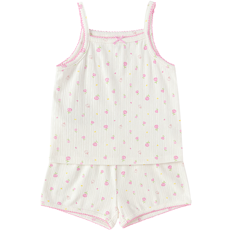 Balabala Baby Vest Set Summer Air-Conditioned Clothing Children's Pajamas Toddler Girls' Homewear Sleeveless Camisole