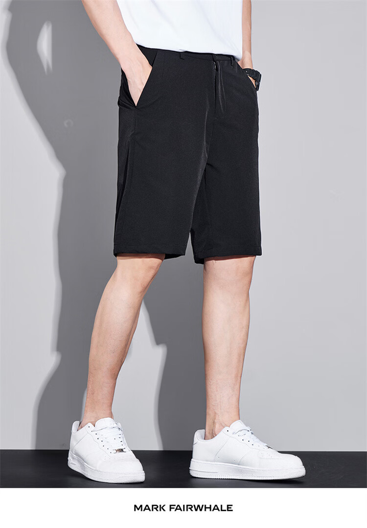 MARK FAIRWHALE Men's Summer Thin Ice Silk Quick-Dry Loose Straight-Leg Casual Shorts Mid-Length Pants 21