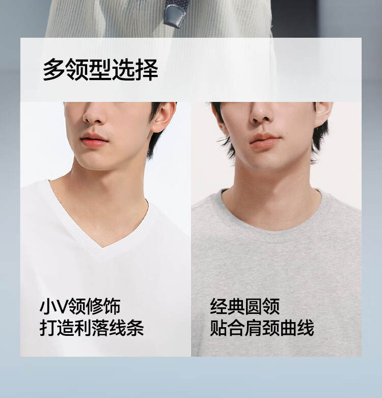 Semir 【3A Antibacterial】Men's Short Sleeve T-Shirt 26 Summer Basic Solid Color V-Neck Casual Tee 109326100101 4