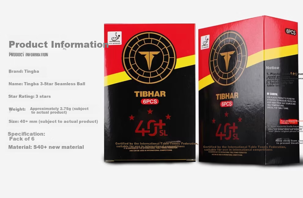 TIBHAR 3-Star New Material 40+ Table Tennis Balls Professional Training Competition 1 Box/6 Balls 1