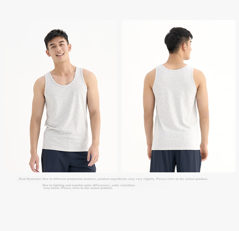 Songshan Cotton Shop Men's Vest Simple Solid Color Home Wear Sports Undershirt Base Sleepwear Cool Breathable Black 170 17