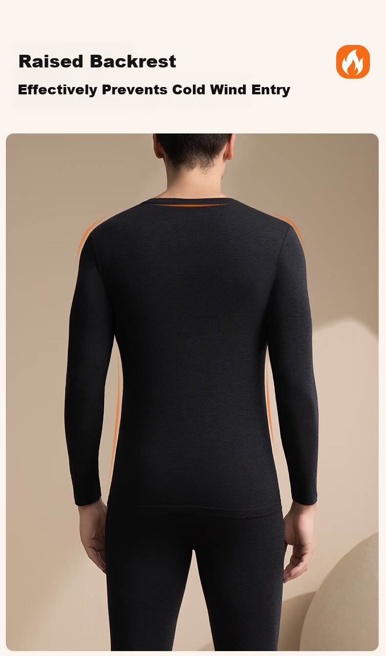 GUJIN Autumn Winter Thermal Underwear Set for Men Seamless Base Layer Top and Bottom 11