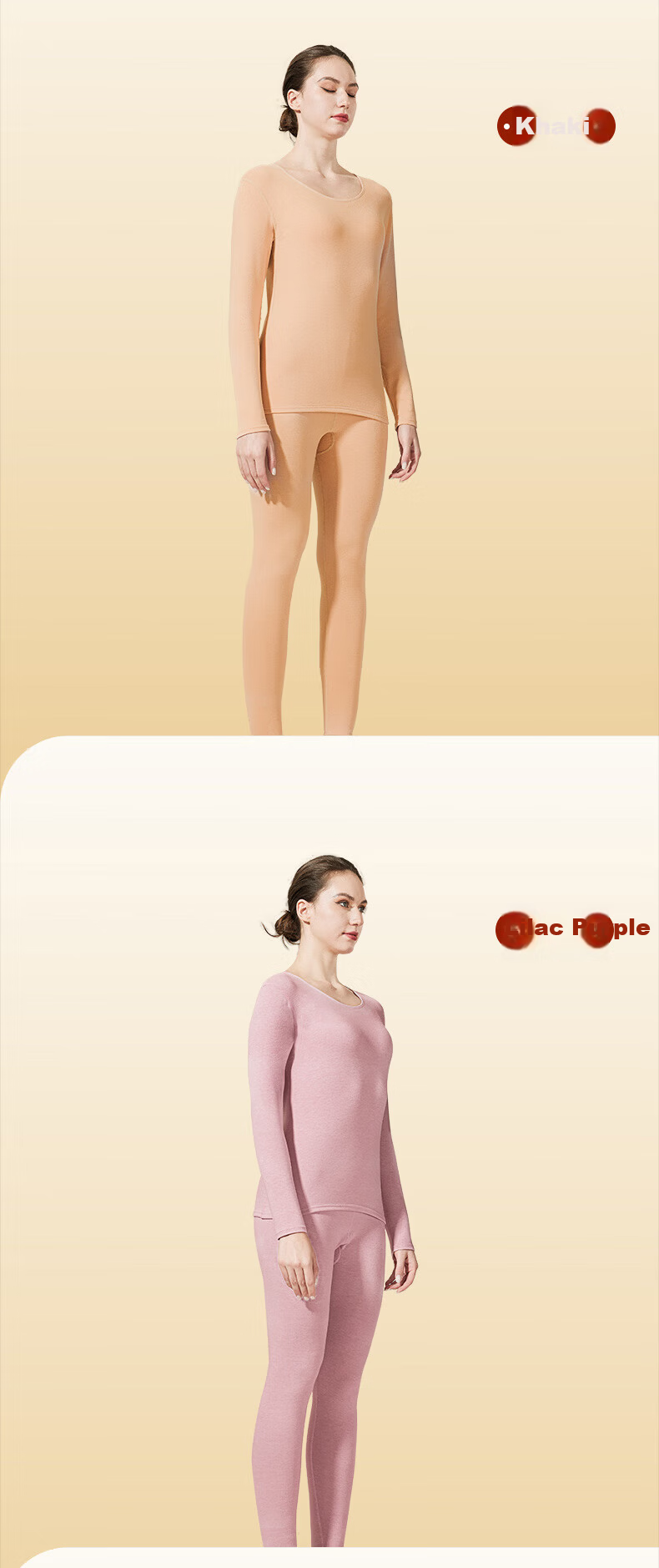 Me feeling Women's Acrylic Thermal Warm Fleece-Lined Antibacterial Winter Base Layer Set for Middle-Aged and Elderly 9