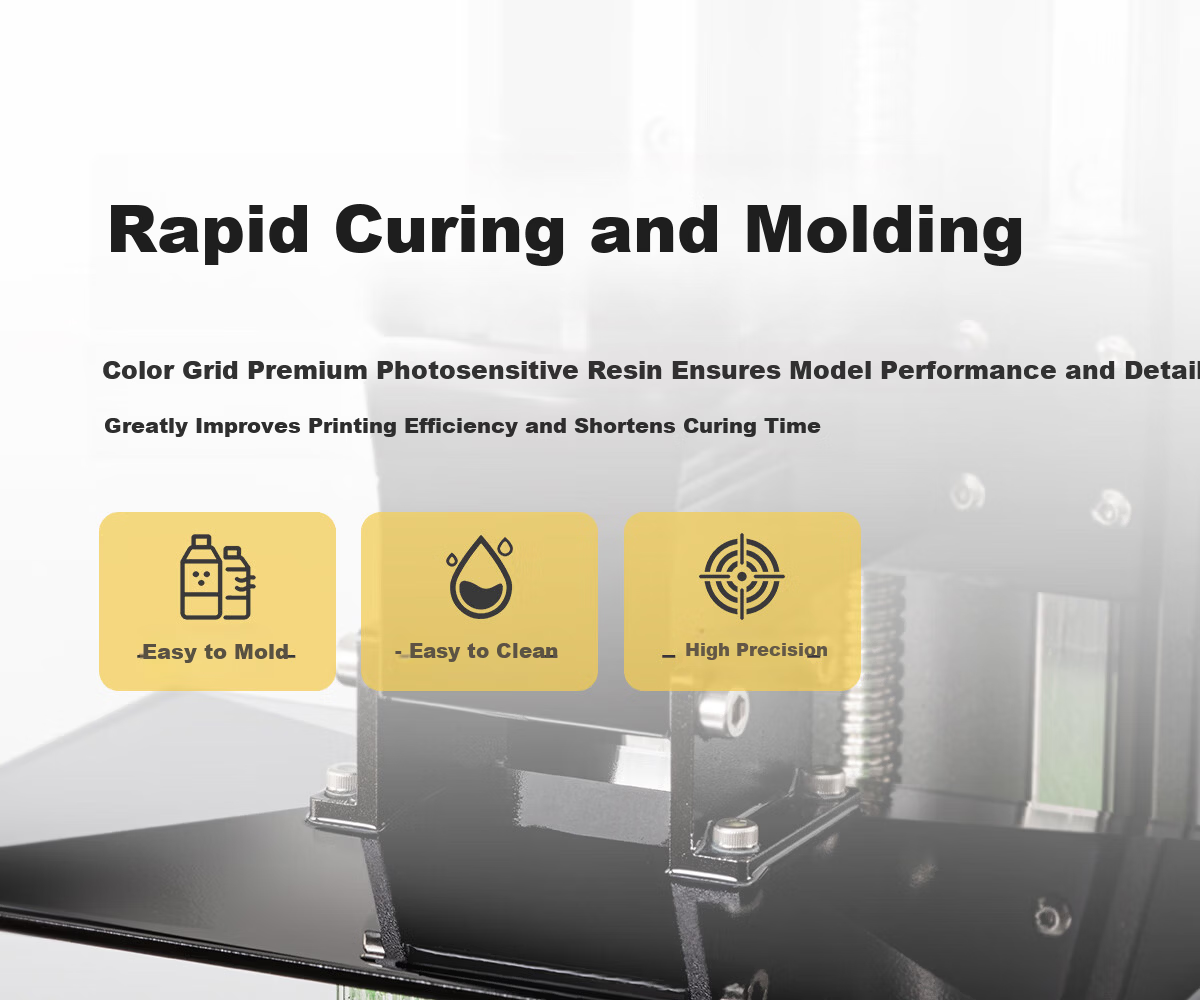 Caige Rigid Photocurable Resin 3D Printing Resin Material 405nm Wavelength LCD Compatible with Creality/Anycubic/Phrozen/Hege Printers 6