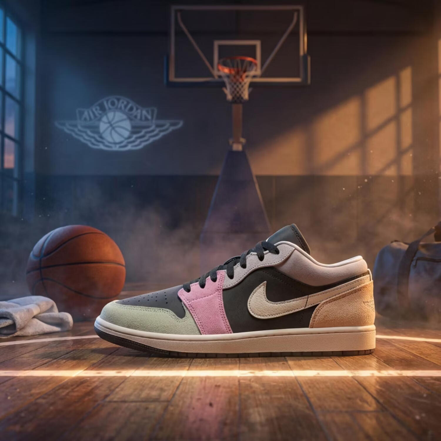 NIKE Jordan Air Jordan 1 Low Comfortable Basketball Shoes Pink Black IB7109-004 Pink Black Size 42.5