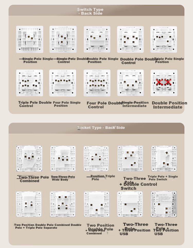 BULL Switch Socket G12 Series Four-Gang Two-Way Switch 86 Type Panel G12K412 Cream Style Space Silver 4