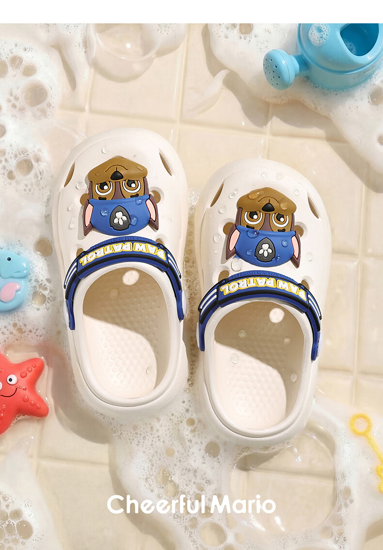 Cheerful Mario Wangwang Team Boys' Slippers, Summer Boys' Closed-Toe Indoor Non-Slip Baby Toddler Beach Children's Clogs 13