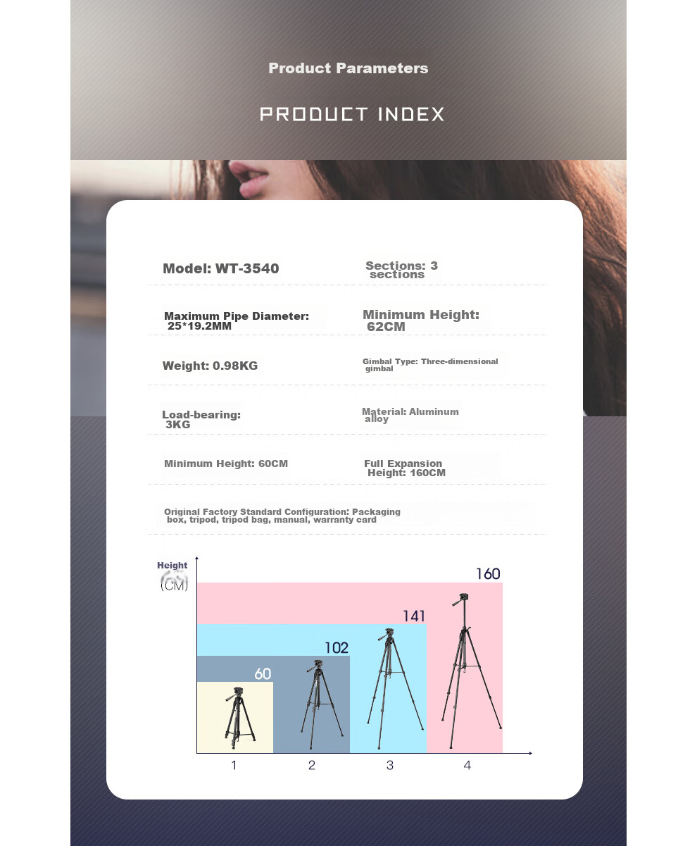 Weifeng WT-3540 Digital Camera/Mirrorless And DSLR Tripod, Aluminum Alloy Lightweight Tripod, Photography And Videography Phone Selfie Live Streaming Outdoor Projector Floor Stand 4