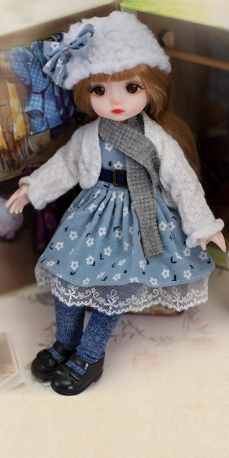 Anna Princess Realistic Doll Girl Toy 26cm Princess Doll Dress-Up Set Gift Box Birthday Present for Kids Girls 15