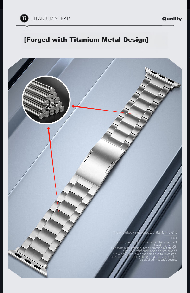 BHO Apple Watch Band Compatible with Apple Watch S11/Ultra 3 Titanium Metal Band iWatch S10/9/8/7/SE3 Titanium Quick-Release Bracelet 3