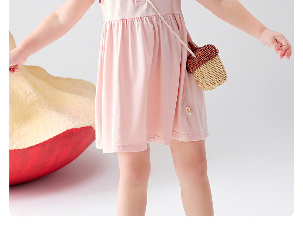 Betis Girls Summer Dress Children's Long Dress Thin Princess Breathable Sweat-Absorbing Polo Collar Baby Dress with Small Flutter Sleeves 21
