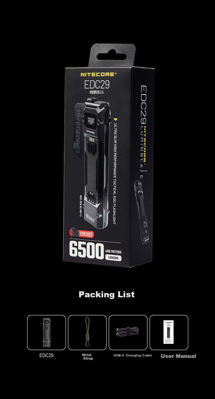 NITECORE EDC29 Tactical Flashlight High Brightness Outdoor Rechargeable Portable Emergency Light EDC29 9