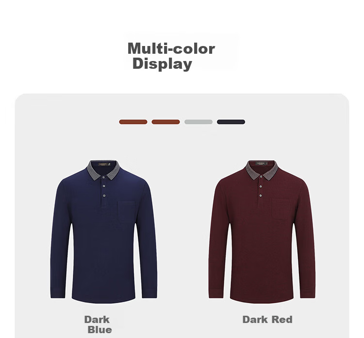 Langdeng Men's Long Sleeve Polo Shirt Langdeng Spring Autumn New Business Casual Modal Blend Polo Shirt Middle-aged Dad Style 9