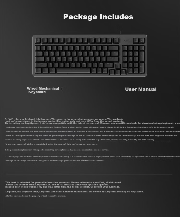 Logitech K848 Wired Keyboard 2026 Edition - Wired Connection - Black - Crystal Switch - Non-Silent - 97 Keys 12