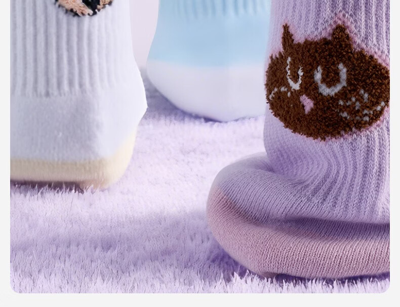 KAWASAKI Kawasaki Badminton Socks Cute Pet TRN Training Socks K2F10-D6212 (3 Pairs) Purple/Blue/White 7