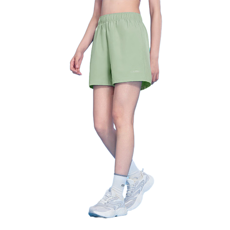 CAMEL Quick-Dry Women's Sports Shorts Casual Breathable Woven Five-Point Pants J0S1UL8125-2 Light Grass Green L