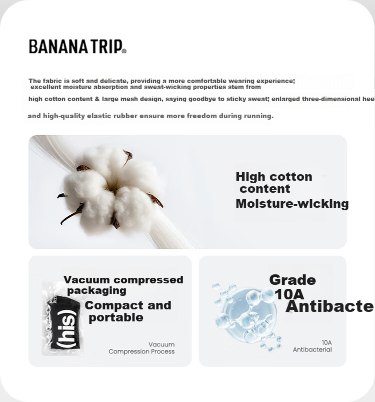 BANANA TRIP Disposable Men's Mid-Calf Socks [10A Antibacterial] Cotton Winter Daily Use Vacuum Compressed Gray 6 Pairs 2
