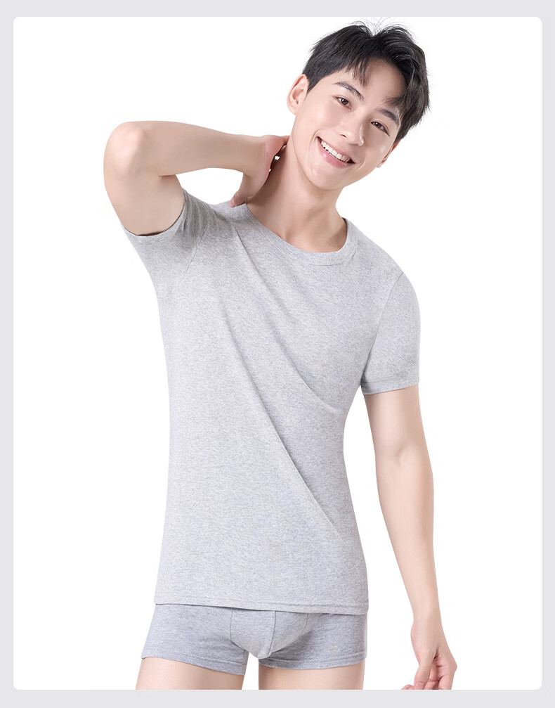 LangSha Men's Short Sleeve Pure Cotton Antibacterial Thin T-Shirt White 16