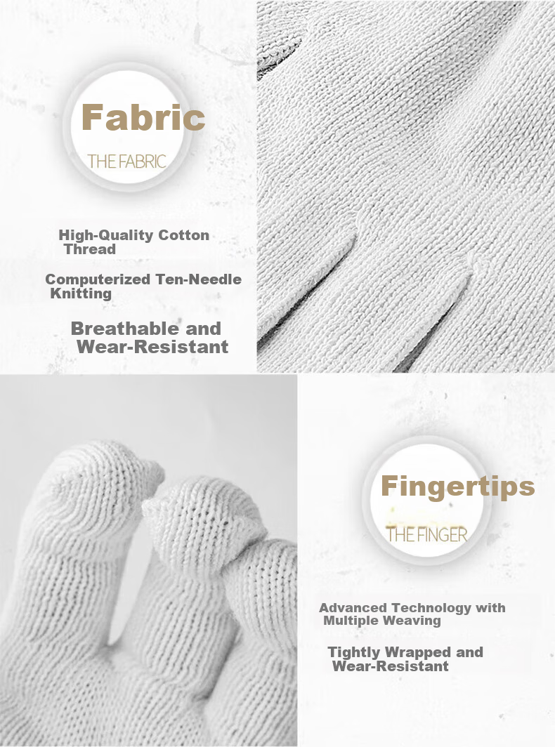 Qianjiadi Work Gloves Durable Thickened White Cotton Yarn Labor Gloves Orange Edge Anti-Slip Cotton Gloves 12 Pairs Bestseller 4