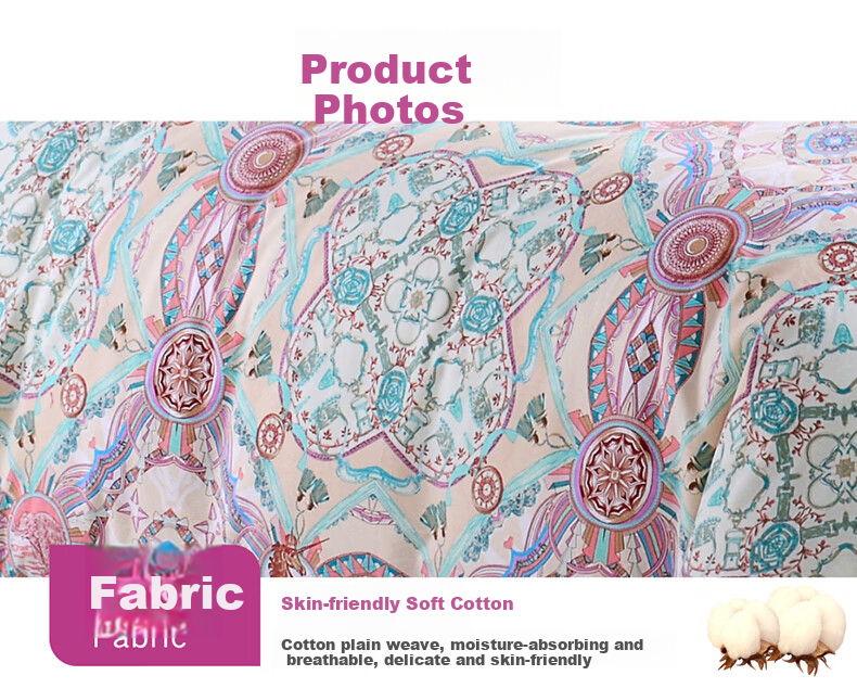 FUANNA Brushed Cotton Multi-Piece Bedding Set - Que Wu Jiang Nan Home Textile Bed Linen 203*229cm 5