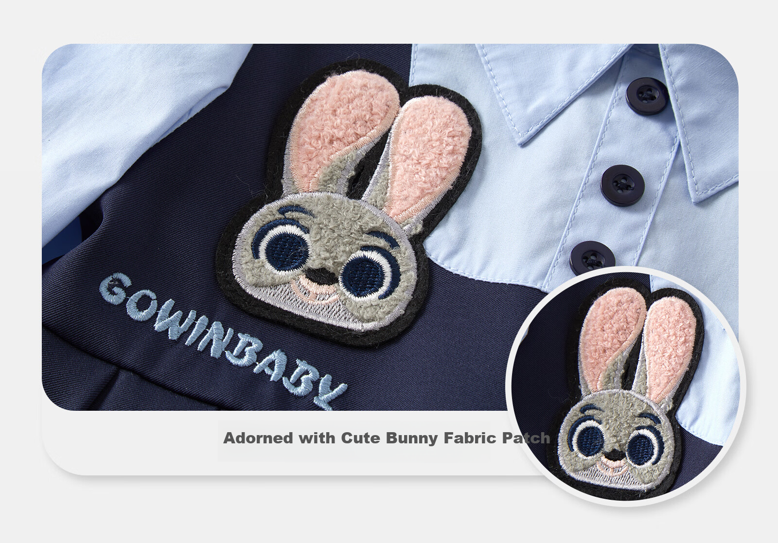 GOWINBABY Girls' School Style Dress 2026 Spring Rabbit Police Officer JK Uniform Skirt New Arrival 8