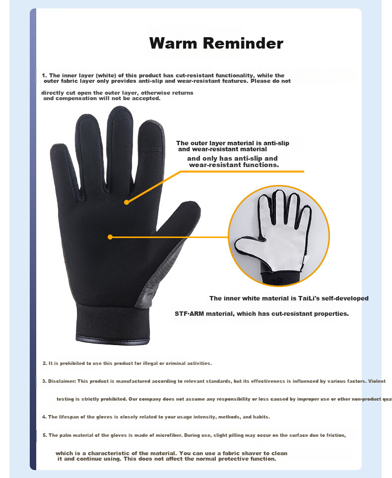 Taili Outdoor Hiking Climbing Tactical Cycling Beachcombing Sports Fitness Gardening Work Safety Anti-Cut Gloves Lightweight XL Size 18