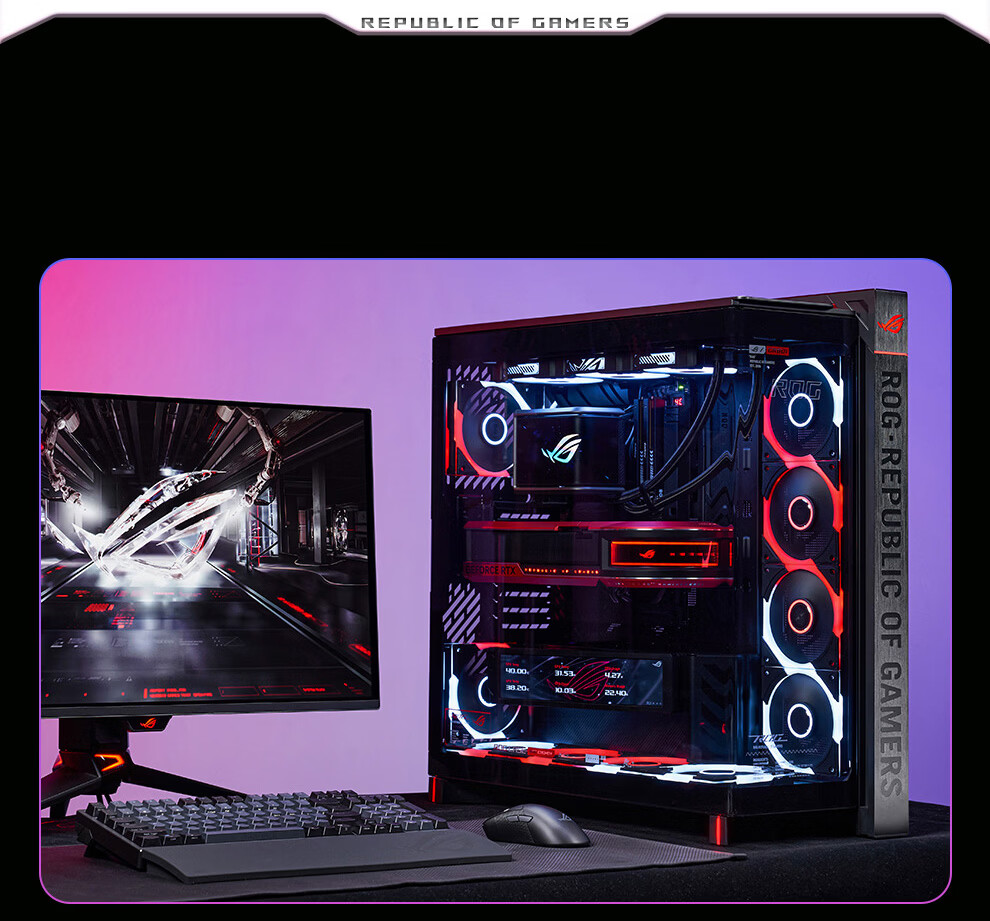 ASUS ROG Phantom Gaming Case Deluxe Edition Right-Angle Tempered Glass 9.2-Inch Display Module Rotatable Fan Bracket GR801 20