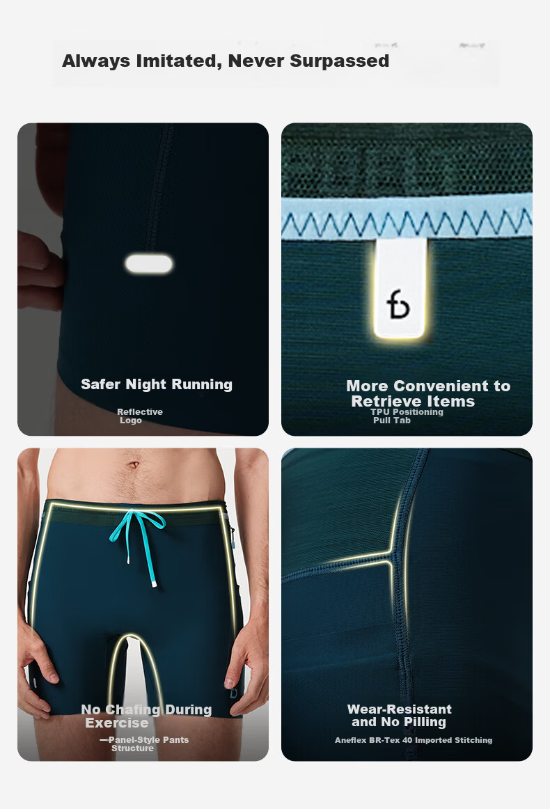 Feibit Kangaroo Pants Pro Men's Compression Running Breathable Moisture-Wicking Quick-Dry Pants Deep Sea Green XL 8