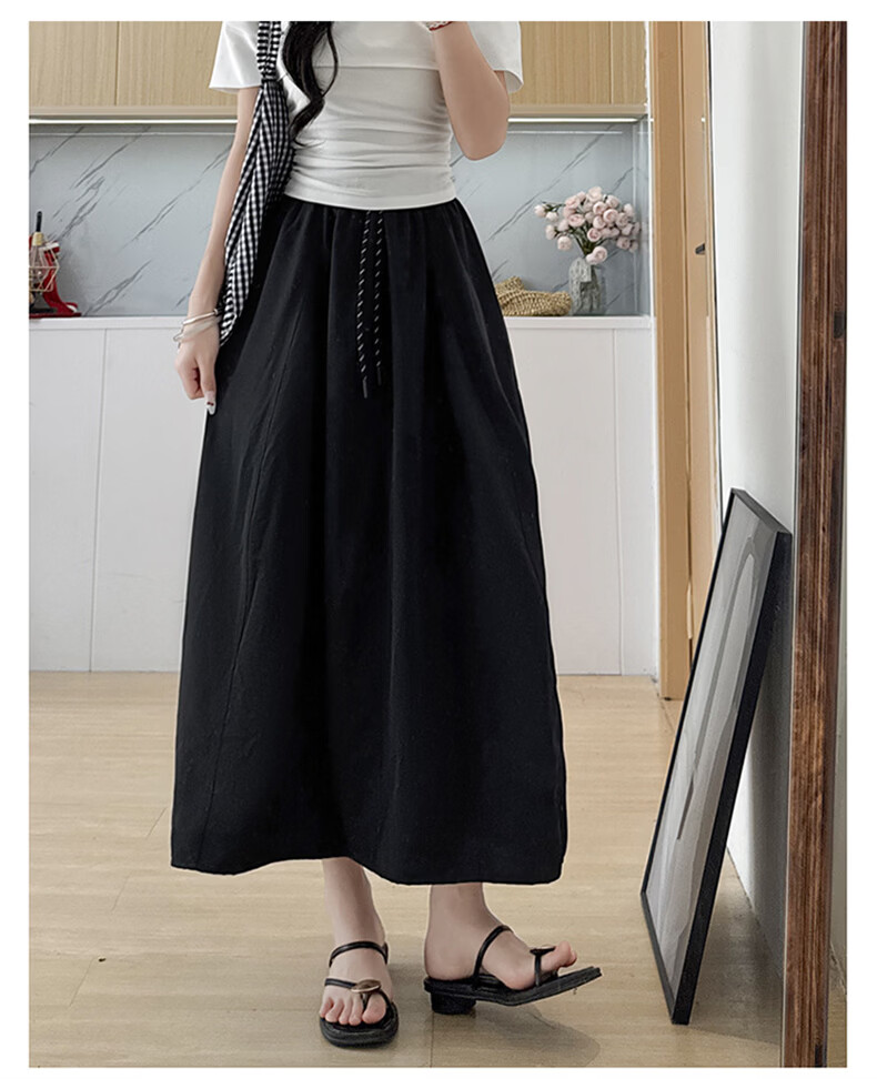 Langsha Women's Workwear Summer Skirt 2026 New High Waist Thin Plus Size A-Line Mid-Length Flowing Pumpkin Skirt 17