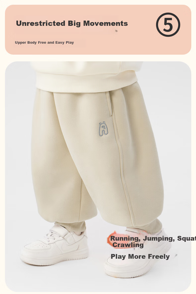 Qiqi Bear [Integrated Alpaca Wool] Boys' Fleece-Lined Thickened Pants Children's Sports Pants Autumn Winter Boys' Sweatpants 10