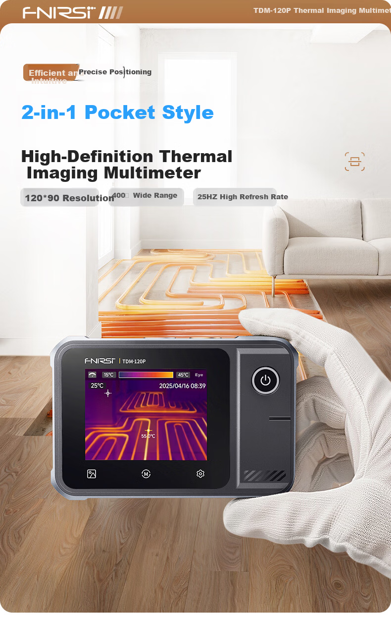 FNIRSI HD Thermal Imaging Digital Multimeter 2-in-1 Portable Touchscreen Infrared Thermal Imager Floor Heating Leak Detector 1