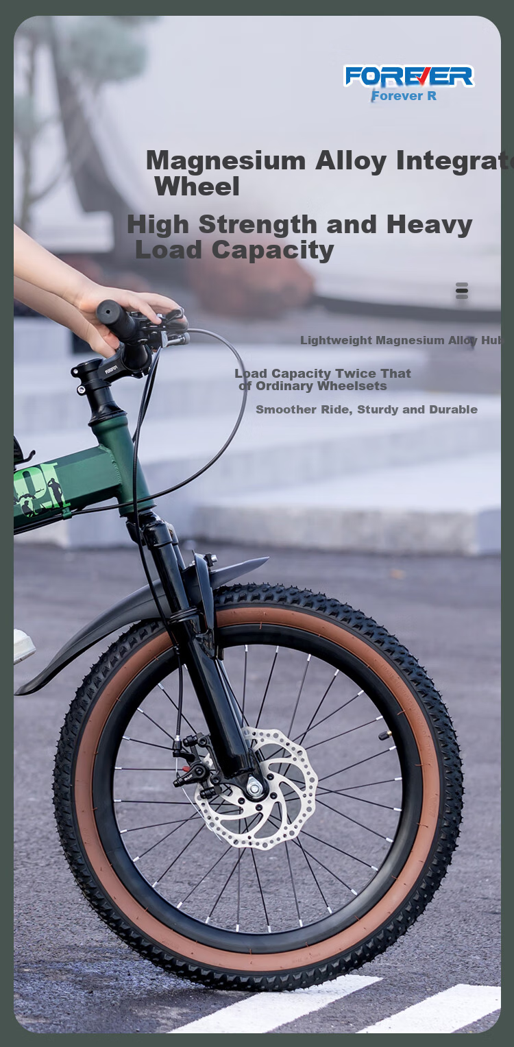 FOREVER Folding Mountain Bike for Kids Ages 6-15, Boys and Girls, 18-inch, Multi-speed, Dual Suspension, Land Rover Green 10