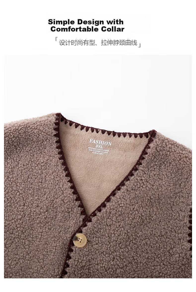 Fengxiao Middle-aged and Elderly Women's Autumn Vest New Stylish Autumn Winter Sleeveless Casual Solid Color Fleece Vest for Mom 11