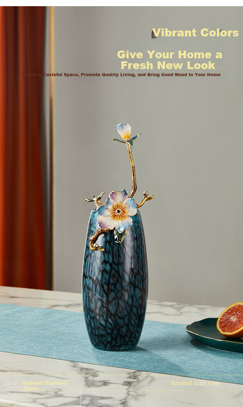 Norsman Enamel Floral Vase Ornament Luxury Living Room Flower Arrangement Container Housewarming Gift Moving Day 520 Valentine's Day 2