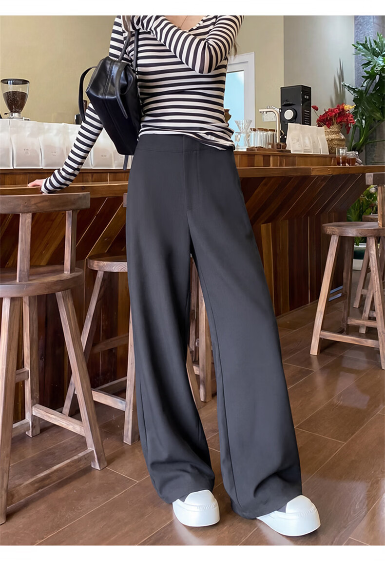 Langsha Women's Suit Pants 2026 Spring Autumn New High-End Commuter Casual High-Waist Straight Slimming Vintage Wide-Leg Pants 23