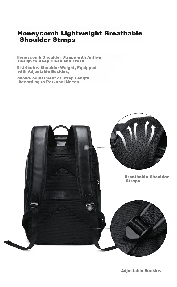 GOLF Men's Travel Backpack Unisex 15.6/16 Inch Laptop Student School Bag Soft Leather Business Backpack 14