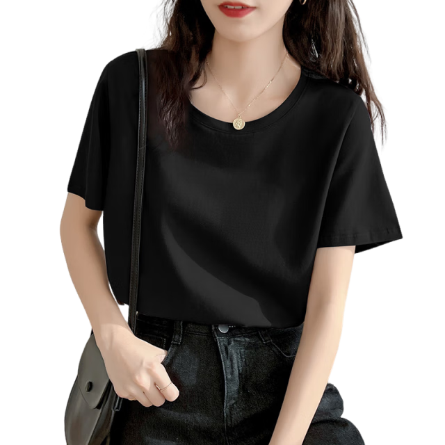TUCANO Women's Short Sleeve T-Shirt Pure Cotton Fashion Loose Comfortable Crew Neck Basic Top Daily Commuting Apparel Heather Gray XL