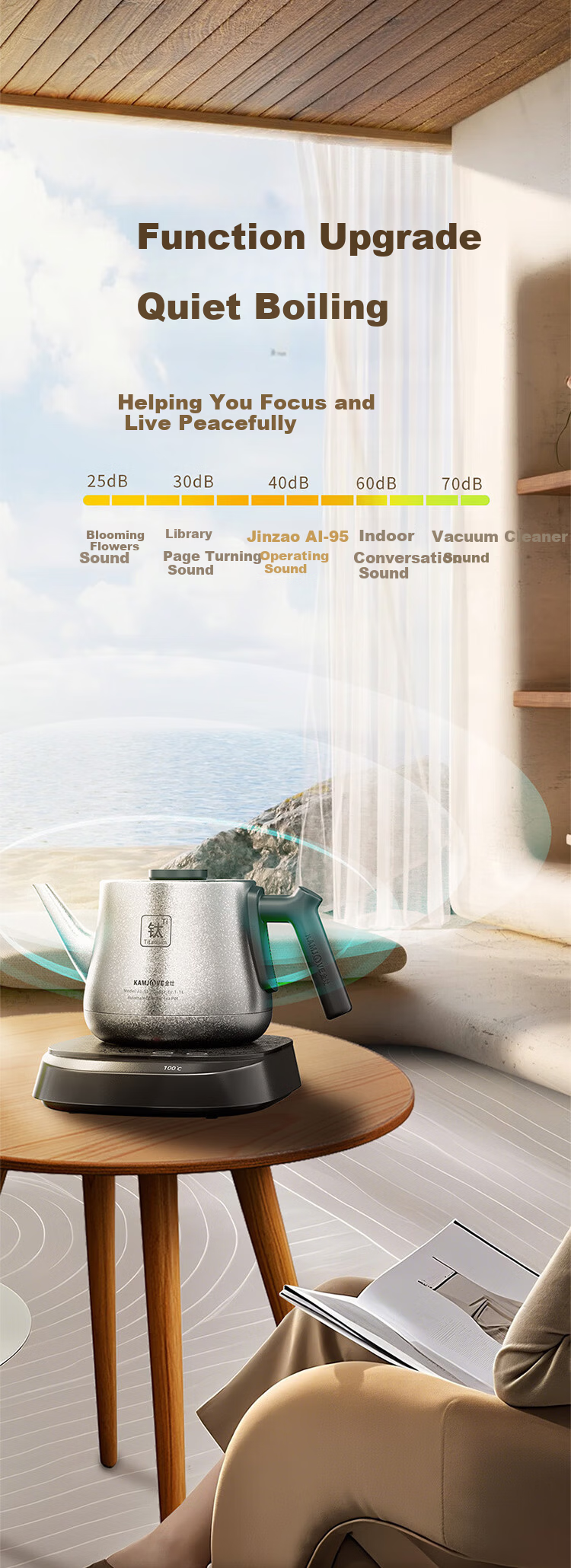 KAMJOVE Pure Titanium Electric Kettle Fully Automatic Bottom Water Supply Electric Kettle New Model Temperature Control Integrated Automatic Electric Kettle AI-95 for Boiling Water and Brewing Tea 3