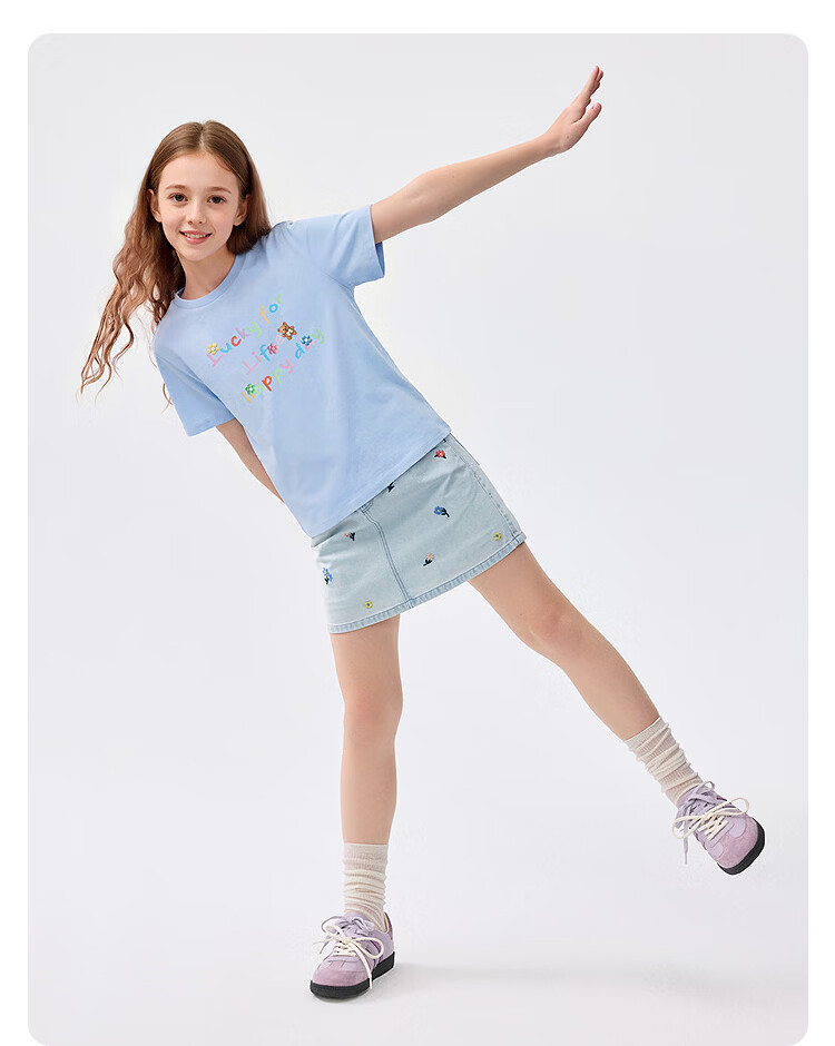 Balabala Girls' Short Sleeve T-Shirt Kids 2026 Summer Quick-Dry Moisture-Wicking Stylish Top 13